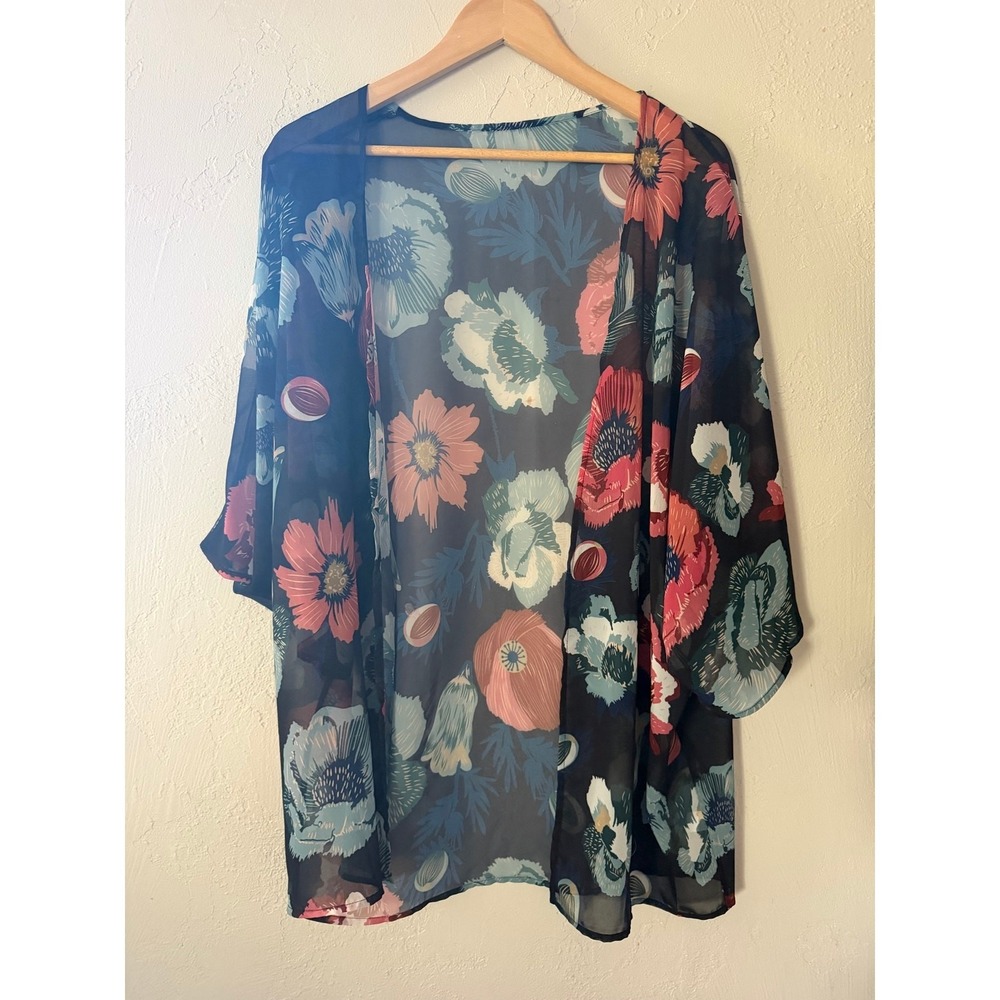 Sheer swimsuit coverup XXL One size floral vacation cruise Beach lightweight